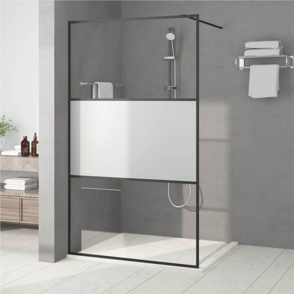 Walk-in Shower Wall Black 115x195 cm Half Frosted ESG Glass Walk-in Shower Wall Black 115x195 Cm Half Frosted ESG Glass -Room Walk in Shower Wall Black 115x195 cm Half Frosted ESG Glass 517699 0