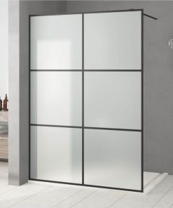 Walk-in Shower Wall Black 140x195 Cm Frosted ESG Glass
