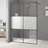 Walk-in Shower Wall Black 140x195 Cm Half Frosted ESG Glass 2 Walk-in Shower Wall Black 140x195 Cm Half Frosted ESG Glass -Room Walk in Shower Wall Black 140x195 cm Half Frosted ESG Glass 517684 0
