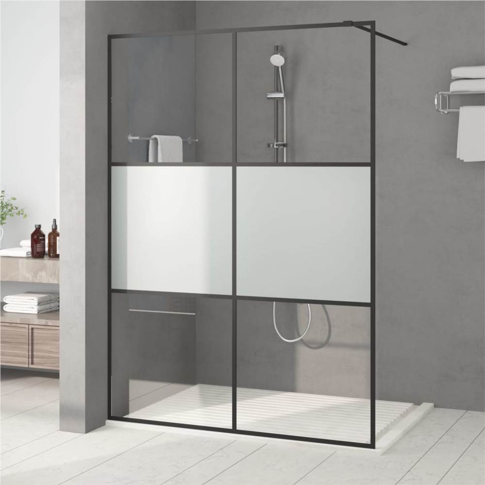Walk-in Shower Wall Black 140x195 cm Half Frosted ESG Glass Walk-in Shower Wall Black 140x195 Cm Half Frosted ESG Glass -Room Walk in Shower Wall Black 140x195 cm Half Frosted ESG Glass 517684 0