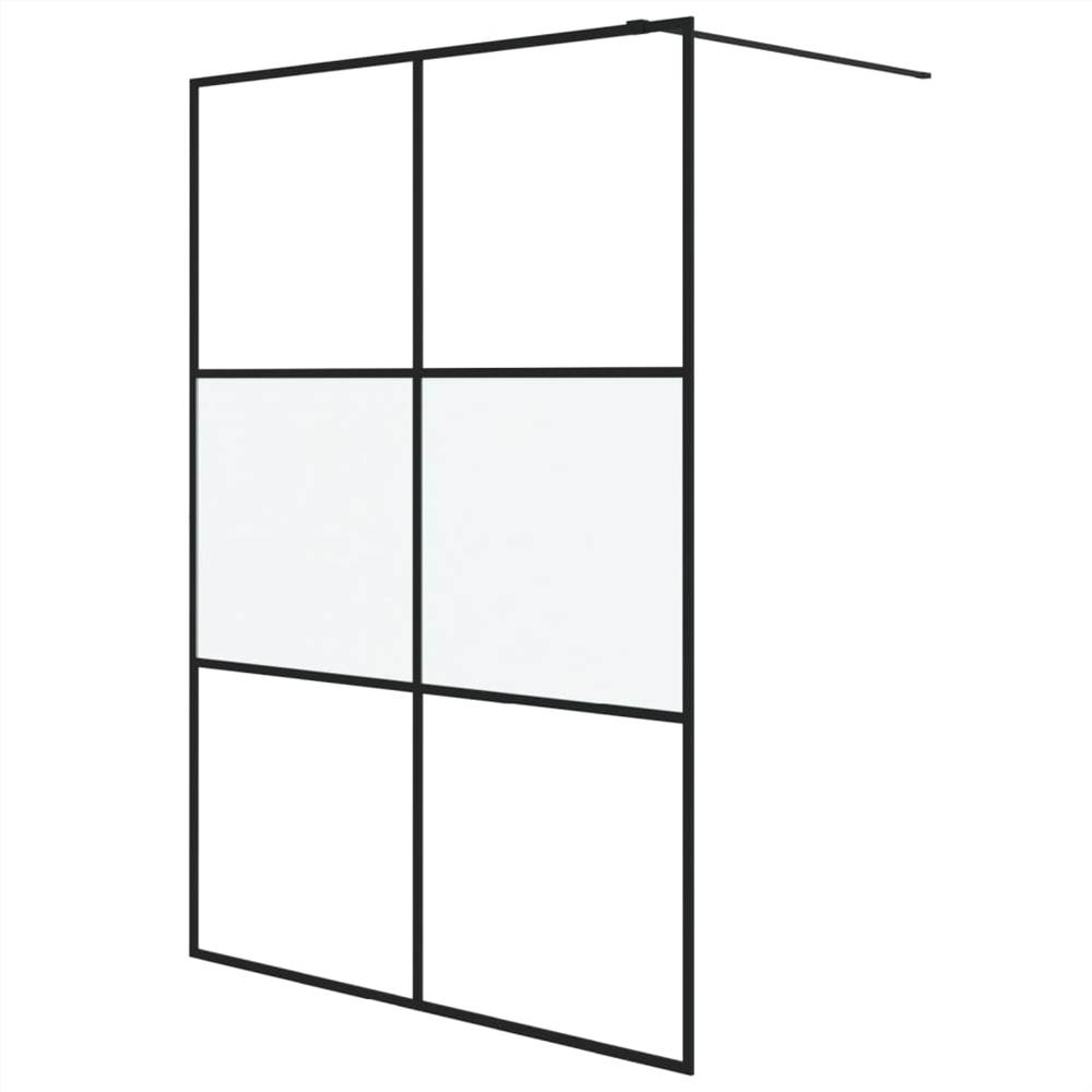 Walk-in Shower Wall Black 140x195 cm Half Frosted ESG Glass Walk-in Shower Wall Black 140x195 Cm Half Frosted ESG Glass -Room Walk in Shower Wall Black 140x195 cm Half Frosted ESG Glass 517684 1