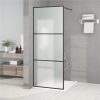 Walk-in Shower Wall Black 80x195 Cm Frosted ESG Glass