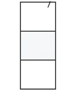 Walk-in Shower Wall Black 80x195 Cm Half Frosted ESG Glass 4 Walk-in Shower Wall Black 80x195 Cm Half Frosted ESG Glass -Room Walk in Shower Wall Black 80x195 cm Half Frosted ESG Glass 517689 2
