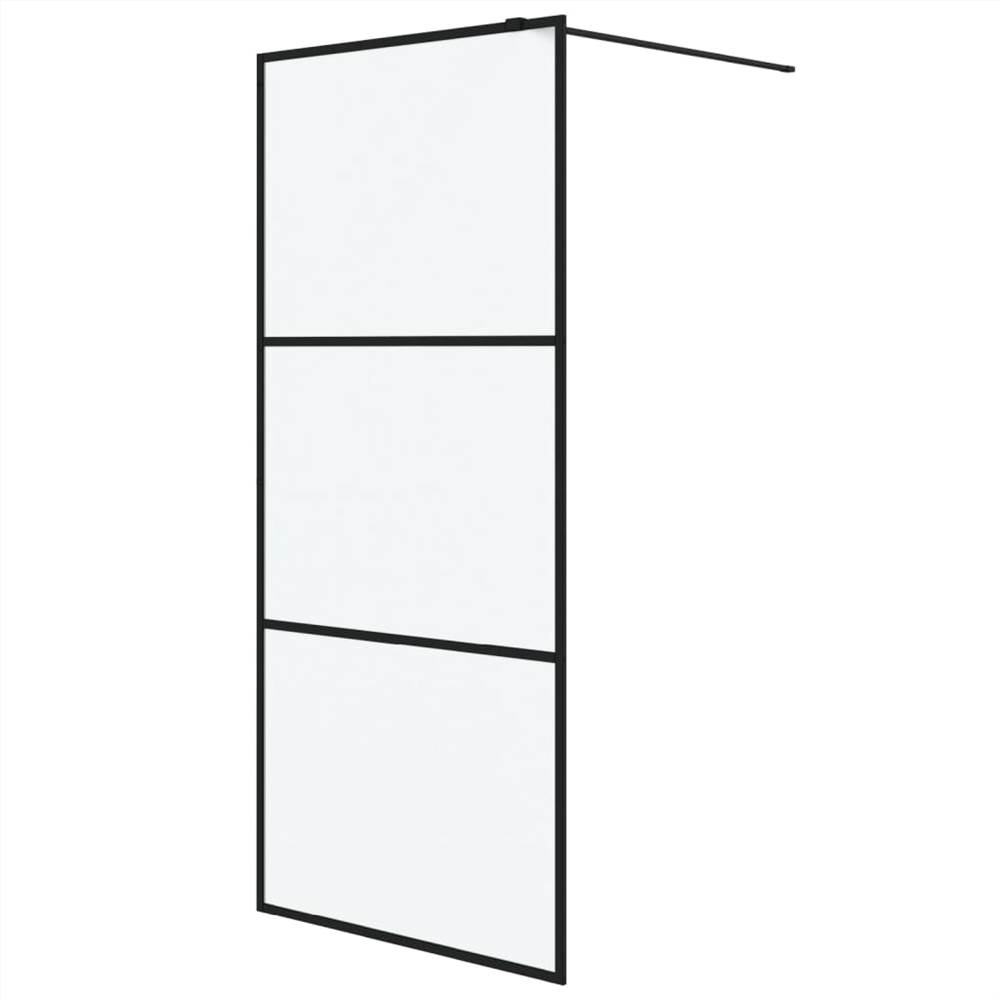 Walk-in Shower Wall Black 90x195 cm Frosted ESG Glass Walk-in Shower Wall Black 90x195 Cm Frosted ESG Glass -Room Walk in Shower Wall Black 90x195 cm Frosted ESG Glass 517700 1