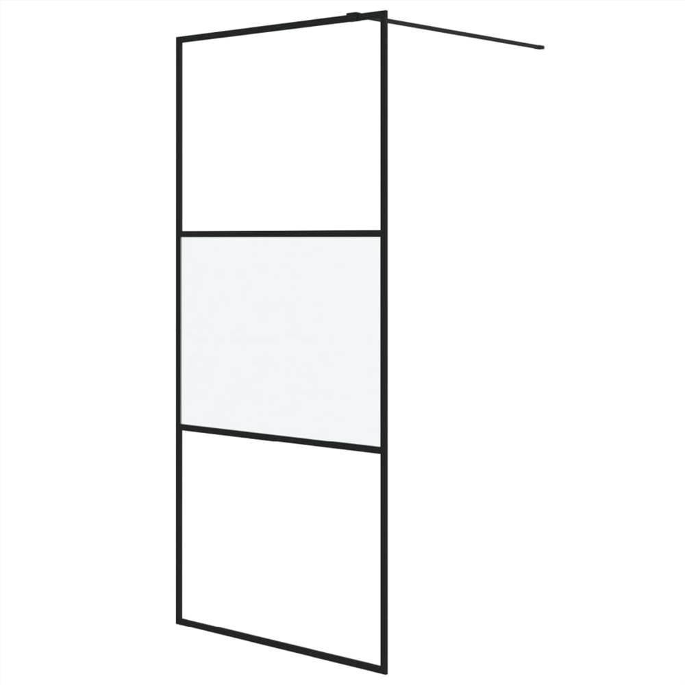 Walk-in Shower Wall Black 90x195 cm Half Frosted ESG Glass Walk-in Shower Wall Black 90x195 Cm Half Frosted ESG Glass -Room Walk in Shower Wall Black 90x195 cm Half Frosted ESG Glass 517686 1