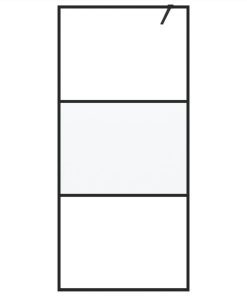 Walk-in Shower Wall Black 90x195 Cm Half Frosted ESG Glass 4 Walk-in Shower Wall Black 90x195 Cm Half Frosted ESG Glass -Room Walk in Shower Wall Black 90x195 cm Half Frosted ESG Glass 517686 2