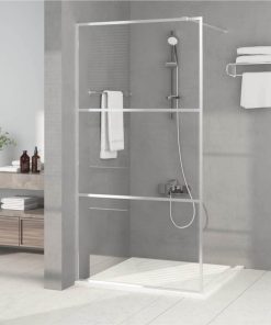 Walk-in Shower Wall Silver 100x195 Cm Clear ESG Glass