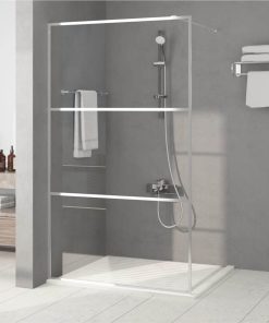 Walk-in Shower Wall Silver 115x195 Cm Clear ESG Glass