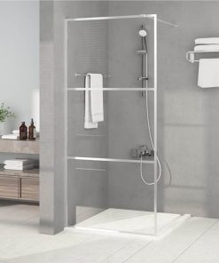 Walk-in Shower Wall Silver 90x195 Cm Clear ESG Glass