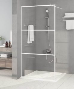 Walk-in Shower Wall White 100x195 Cm Clear ESG Glass