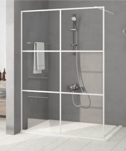Walk-in Shower Wall White 140x195 Cm Clear ESG Glass