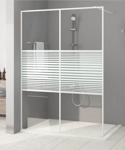 Walk-in Shower Wall White 140x195 Cm Clear ESG Glass