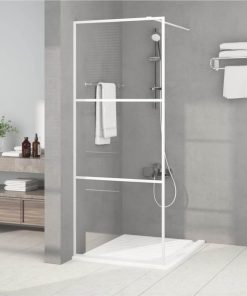 Walk-in Shower Wall White 80x195 Cm Clear ESG Glass