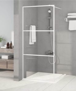 Walk-in Shower Wall White 90x195 Cm Clear ESG Glass
