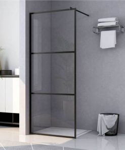 Walk-in Shower Wall With Clear ESG Glass Black 80x195 Cm