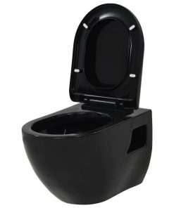 Wall-Hung Toilet With Concealed Cistern Ceramic Black 7 Wall-Hung Toilet With Concealed Cistern Ceramic Black -Room Wall Hung Toilet with Concealed Cistern Ceramic Black 427928 5