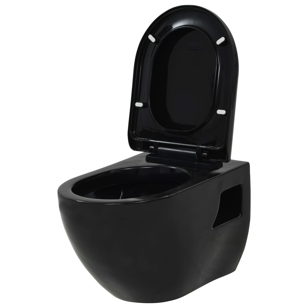 Wall-Hung Toilet with Concealed Cistern Ceramic Black Wall-Hung Toilet With Concealed Cistern Ceramic Black -Room Wall Hung Toilet with Concealed Cistern Ceramic Black 427928 5