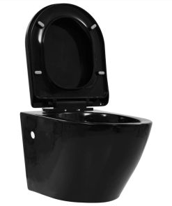 Wall Hung Toilet With Concealed Cistern Ceramic Black -Room Wall Hung Toilet with Concealed Cistern Ceramic Black 445834 3