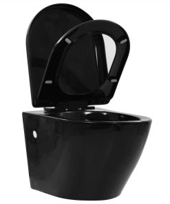 Wall Hung Toilet With Concealed Cistern Ceramic Black -Room Wall Hung Toilet with Concealed Cistern Ceramic Black 445834 4