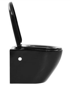 Wall Hung Toilet With Concealed Cistern Ceramic Black -Room Wall Hung Toilet with Concealed Cistern Ceramic Black 445834 5