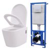Wall Hung Toilet With Concealed Cistern Ceramic White 1 Wall Hung Toilet With Concealed Cistern Ceramic White -Room Wall Hung Toilet with Concealed Cistern Ceramic White 427941 0