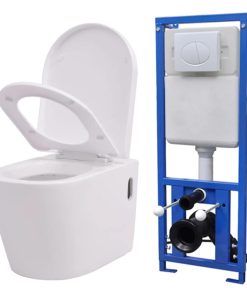 Wall Hung Toilet With Concealed Cistern Ceramic White