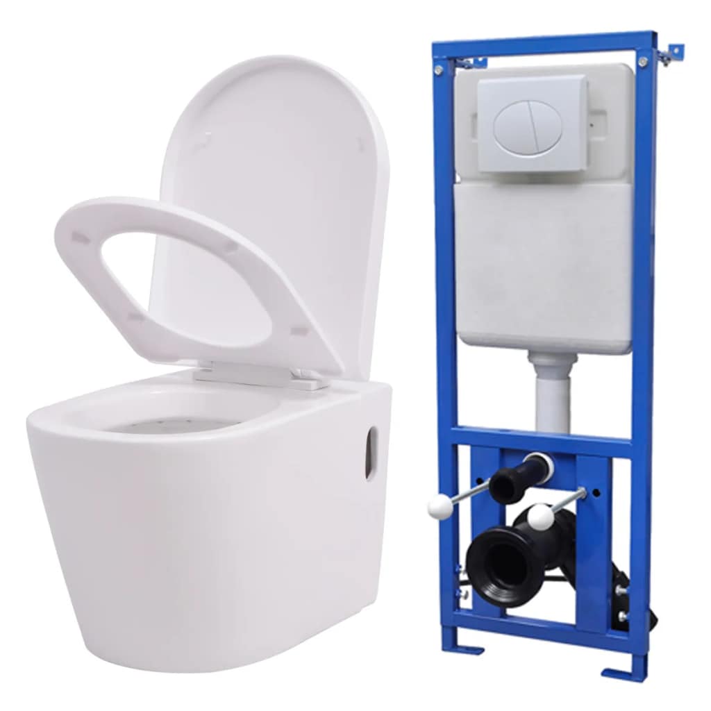 Wall Hung Toilet with Concealed Cistern Ceramic White Wall Hung Toilet With Concealed Cistern Ceramic White -Room Wall Hung Toilet with Concealed Cistern Ceramic White 427941 0