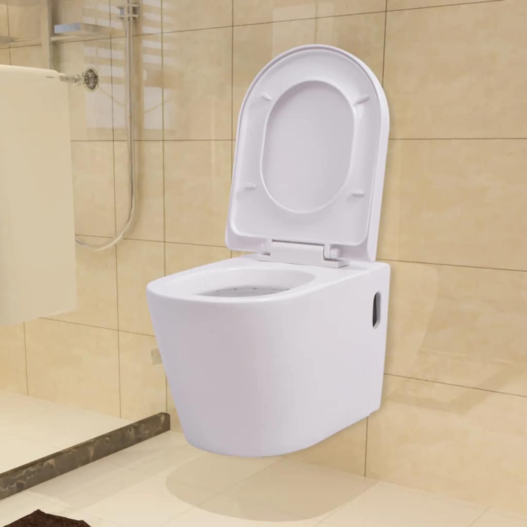 Wall Hung Toilet with Concealed Cistern Ceramic White Wall Hung Toilet With Concealed Cistern Ceramic White -Room Wall Hung Toilet with Concealed Cistern Ceramic White 427941 1