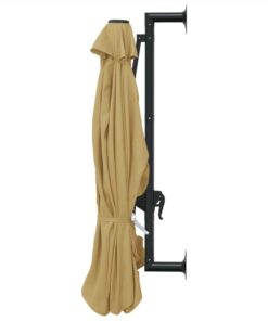 Wall-Mounted Parasol With Metal Pole 300 Cm Taupe -Room Wall Mounted Parasol with Metal Pole 300 cm Taupe 468674 4