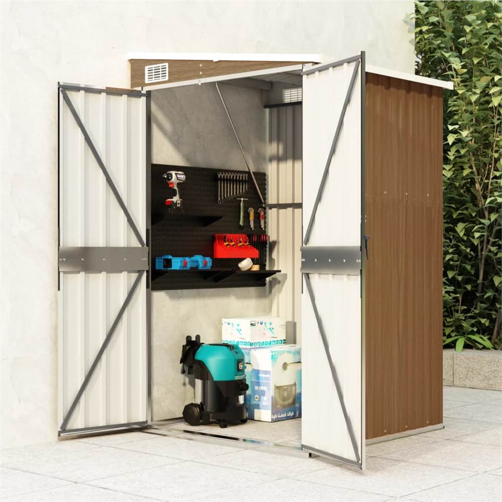 Wall-mounted Garden Shed Brown 118x100x178 cm Galvanised Steel Wall-mounted Garden Shed Brown 118x100x178 Cm Galvanised Steel -Room Wall mounted Garden Shed Brown 118x100x178 cm Galvanised Steel 516033 0