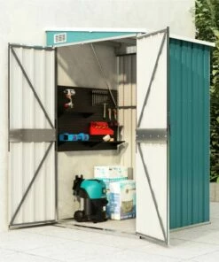 Wall-mounted Garden Shed Green 118x100x178 Cm Galvanised Steel
