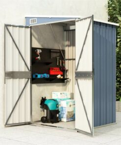 Wall-mounted Garden Shed Grey 118x100x178 Cm Galvanised Steel