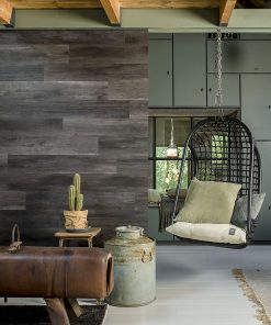 WallArt Wood Look Planks Barnwood Oak Charcoal Black