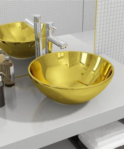 Wash Basin 32.5x14 Cm Ceramic Gold
