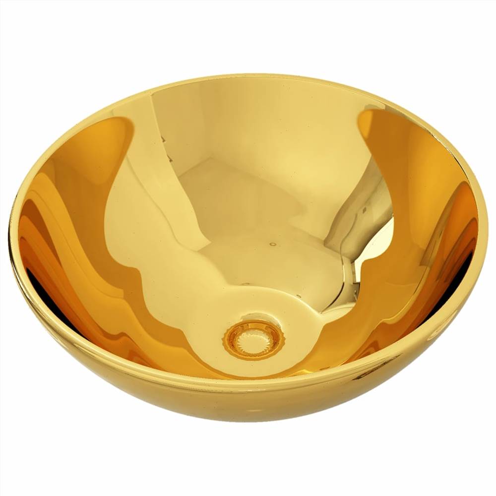 Wash Basin 32.5x14 cm Ceramic Gold Wash Basin 32.5x14 Cm Ceramic Gold -Room Wash Basin 32 5x14 cm Ceramic Gold 471027 1