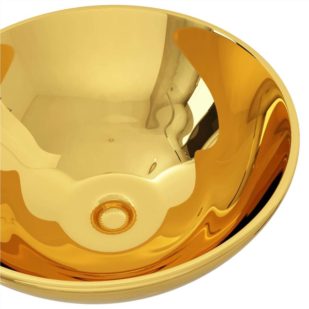 Wash Basin 32.5x14 cm Ceramic Gold Wash Basin 32.5x14 Cm Ceramic Gold -Room Wash Basin 32 5x14 cm Ceramic Gold 471027 2