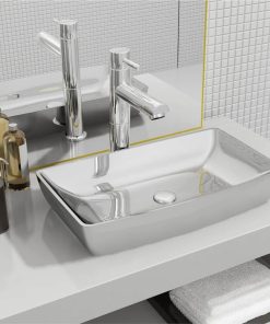 Wash Basin 71x38x13,5 Cm Ceramic Silver