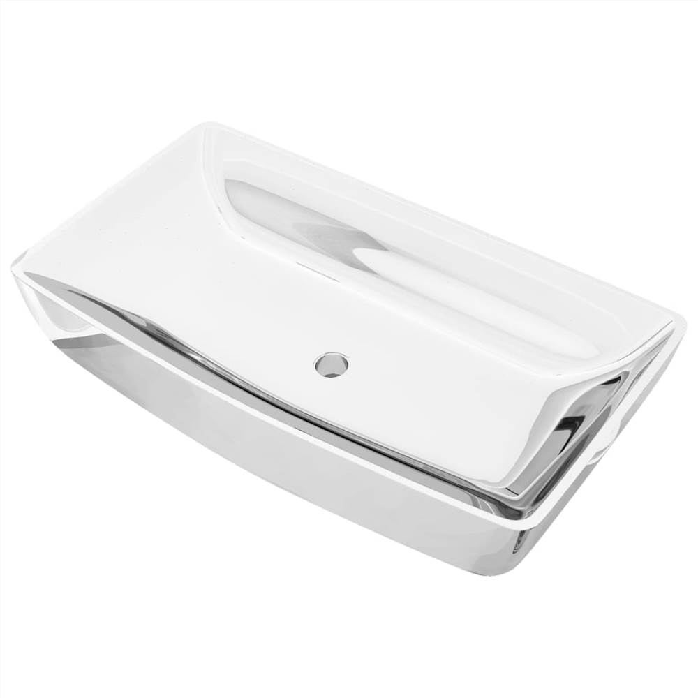 Wash Basin 71x38x13,5 cm Ceramic Silver Wash Basin 71x38x13,5 Cm Ceramic Silver -Room Wash Basin 71x38x13 5 cm Ceramic Silver 454752 1