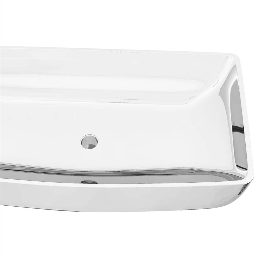 Wash Basin 71x38x13,5 cm Ceramic Silver Wash Basin 71x38x13,5 Cm Ceramic Silver -Room Wash Basin 71x38x13 5 cm Ceramic Silver 454752 3