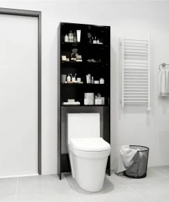 Washing Machine Cabinet Black 64x24x190 Cm