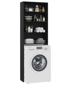 Washing Machine Cabinet Black 64x24x190 Cm 4 Washing Machine Cabinet Black 64x24x190 Cm -Room Washing Machine Cabinet Black 64x24x190 cm 486785 2