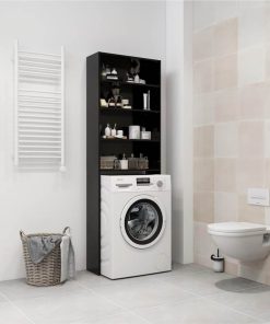 Washing Machine Cabinet Black 64x24x190 Cm 6 Washing Machine Cabinet Black 64x24x190 Cm -Room Washing Machine Cabinet Black 64x24x190 cm 486785 4