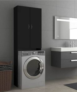 Washing Machine Cabinet Black 64x25.5x190 Cm
