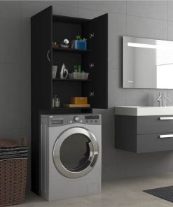Washing Machine Cabinet Black 64x25.5x190 Cm -Room Washing Machine Cabinet Black 64x25 5x190 cm 483871 3
