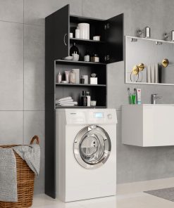 Washing Machine Cabinet Black 64x25.5x190 Cm Chipboard 4 Washing Machine Cabinet Black 64x25.5x190 Cm Chipboard -Room Washing Machine Cabinet Black 64x25 5x190 cm Chipboard 428908 2