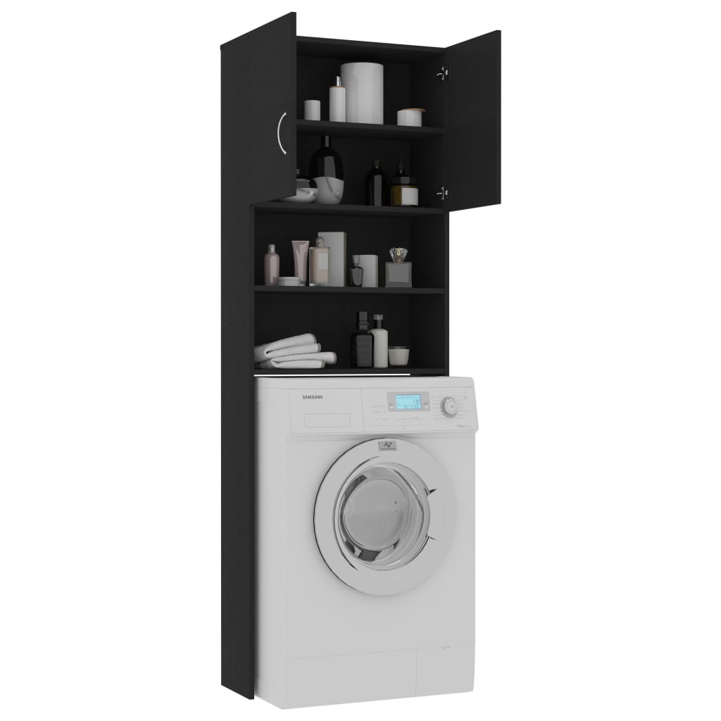 Washing Machine Cabinet Black 64x25.5x190 cm Chipboard Washing Machine Cabinet Black 64x25.5x190 Cm Chipboard -Room Washing Machine Cabinet Black 64x25 5x190 cm Chipboard 428908 3
