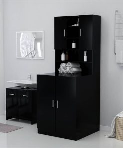 Washing Machine Cabinet Black 71x71.5x91.5 Cm