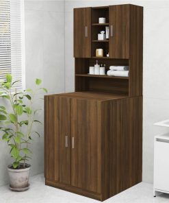 Washing Machine Cabinet Brown Oak 70.5x25.5x90 Cm