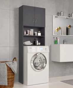 Washing Machine Cabinet Grey 64x25.5x190 Cm Chipboard