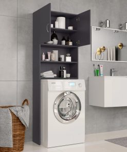 Washing Machine Cabinet Grey 64x25.5x190 Cm Chipboard -Room Washing Machine Cabinet Grey 64x25 5x190 cm Chipboard 427995 2